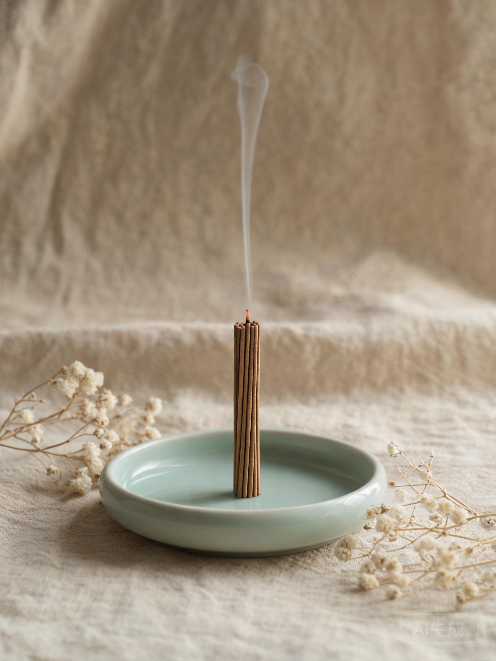 以左香氛 线香:天青瓷碟中的天然线香